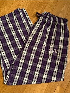 TCU Plaid Lounge Pants in Purple & White large